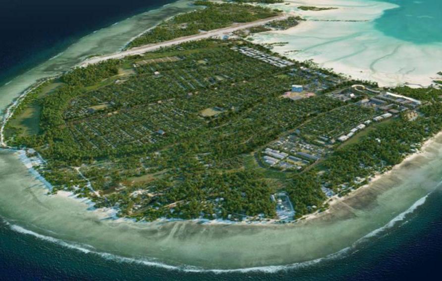 Aerial view of Temaiku, Kiribati