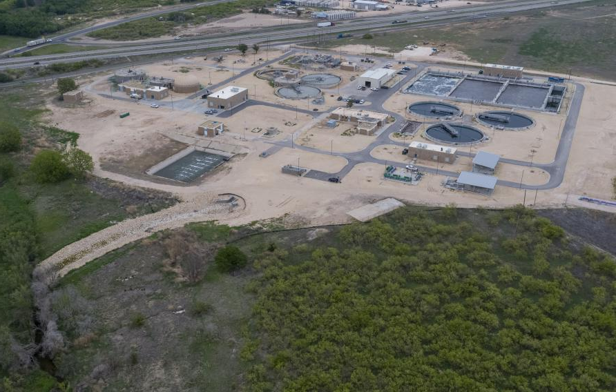 Aerial view of a water treatment facility 